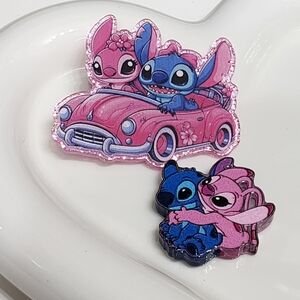 Flatback Focal Beads Blue Alien Pink Sti An Badge Car Keychain Magnet Crafts Pen